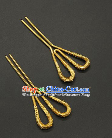 China Traditional Song Dynasty Hair Accessories Handmade Golden Hair Stick Ancient Court Queen Hairpin