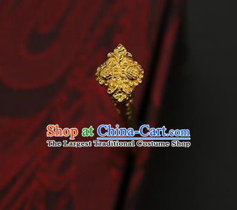 China Handmade Golden Hair Stick Ancient Court Queen Hairpin Traditional Tang Dynasty Hair Accessories