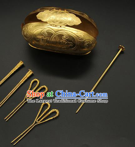 China Ancient Queen Hairpin Traditional Song Dynasty Palace Hair Accessories Handmade Court Hair Crown