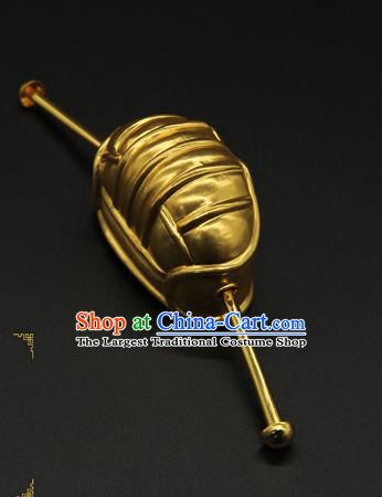 China Handmade Ming Dynasty Lord Hair Accessories Ancient Emperor Golden Hairpin Hairdo Crown