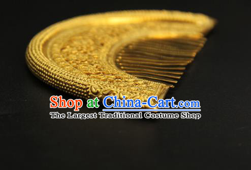 China Ancient Empress Hairpin Traditional Tang Dynasty Palace Hair Accessories Handmade Court Golden Hair Comb