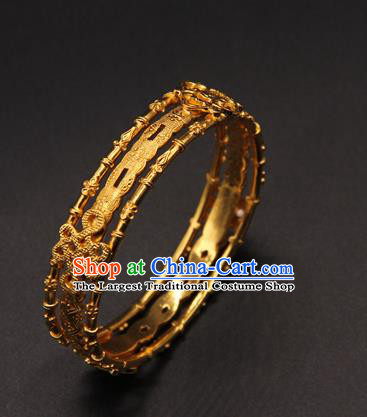 Handmade Chinese Ancient Hanfu Jewelry Accessories Traditional Ming Dynasty Golden Bracelet