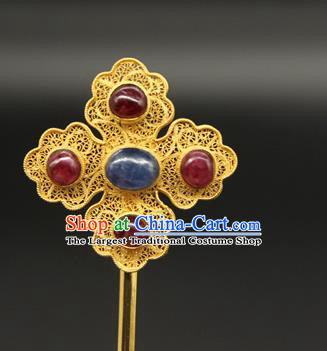 China Traditional Ming Dynasty Palace Hair Accessories Handmade Court Hair Stick Ancient Empress Gems Hairpin