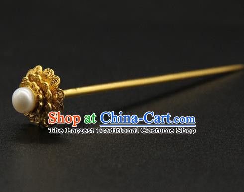 China Handmade Court Hair Stick Traditional Ming Dynasty Palace Hair Accessories Ancient Empress Pearl Hairpin