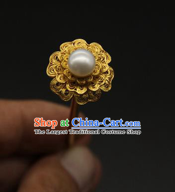 China Handmade Court Hair Stick Traditional Ming Dynasty Palace Hair Accessories Ancient Empress Pearl Hairpin