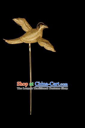 China Traditional Song Dynasty Palace Hair Accessories Handmade Court Hair Stick Ancient Empress Golden Bird Hairpin