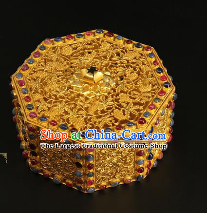China Ancient Court Jewelry Box Handmade Qing Dynasty Palace Gems Accessories