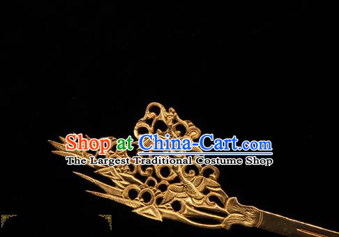 China Ancient Hanfu Golden Hair Stick Traditional Handmade Palace Hair Accessories Tang Dynasty Imperial Consort Hairpin