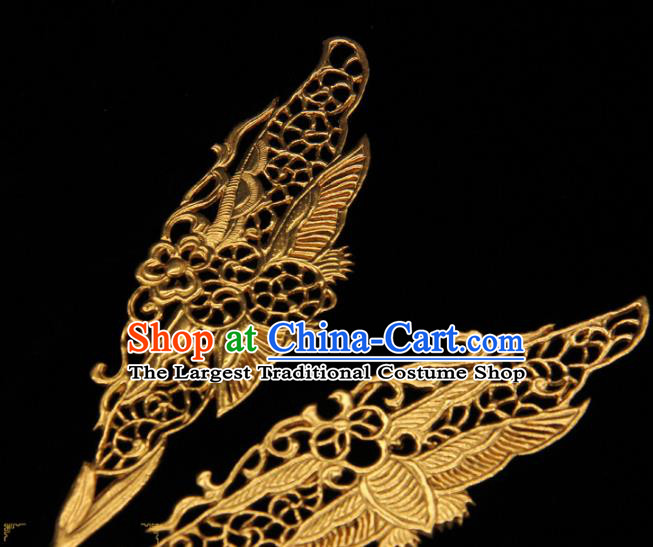 China Traditional Tang Dynasty Queen Hair Accessories Handmade Ancient Empress Hairpin Hanfu Golden Bat Hair Stick