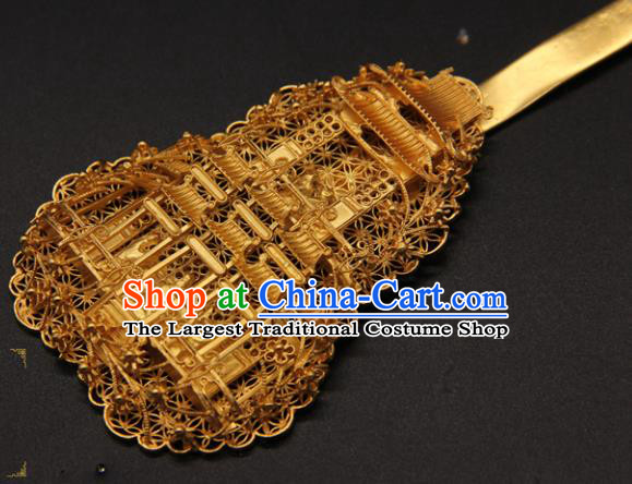 China Handmade Ming Dynasty Hair Stick Traditional Queen Hair Accessories Ancient Empress Golden Palace Hairpin
