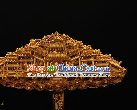 China Ancient Empress Golden Palace Hairpin Traditional Queen Hair Accessories Handmade Ming Dynasty Hair Stick