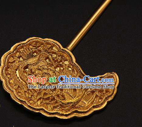 China Traditional Court Hair Accessories Handmade Ming Dynasty Empress Hairpin Ancient Queen Golden Hair Stick