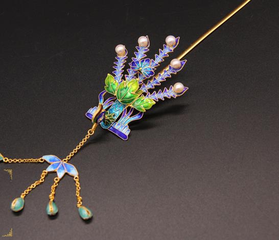 China Traditional Qing Dynasty Queen Hair Accessories Handmade Ancient Empress Hairpin Blueing Phoenix Hair Stick