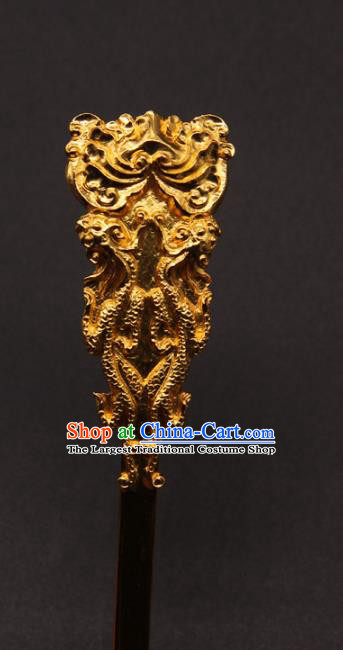 China Handmade Yuan Dynasty Carving Teamscorpion Hairpin Traditional Palace Hair Accessories Ancient Empress Hair Stick