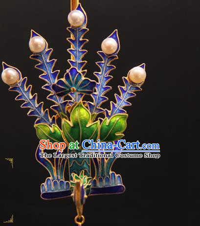 China Traditional Qing Dynasty Queen Hair Accessories Handmade Ancient Empress Hairpin Blueing Phoenix Hair Stick