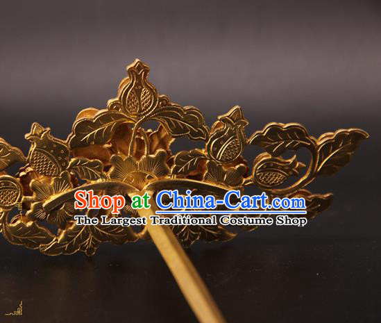 China Ancient Empress Hairpin Handmade Palace Hair Accessories Traditional Ming Dynasty Gems Hair Crown