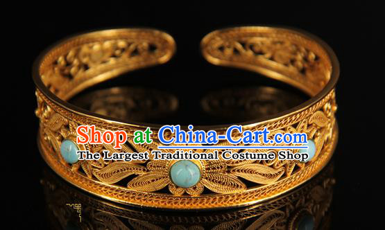 Handmade Chinese Traditional Jewelry Kallaite Bracelet Ancient Ming Dynasty Imperial Consort Accessories