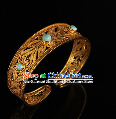 Handmade Chinese Traditional Jewelry Kallaite Bracelet Ancient Ming Dynasty Imperial Consort Accessories