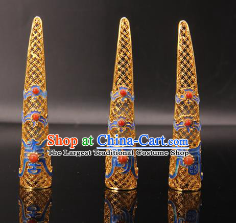 Handmade Chinese Traditional Court Jewelry Ancient Qing Dynasty Imperial Consort Accessories Blueing Nail Wrap