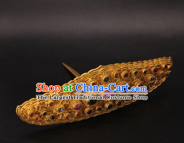 China Ancient Empress Hanfu Hairpin Handmade Palace Hair Accessories Traditional Ming Dynasty Gems Hair Crown
