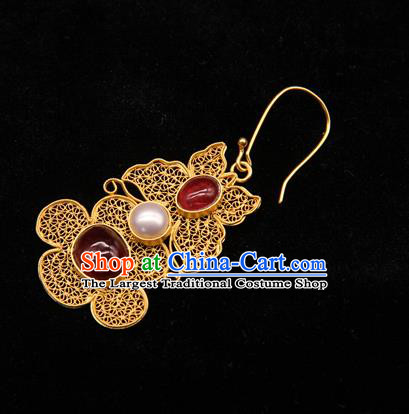 Handmade Chinese Traditional Ming Dynasty Palace Ear Accessories Ancient Imperial Consort Earrings Gems Jewelry