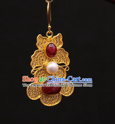 Handmade Chinese Traditional Ming Dynasty Palace Ear Accessories Ancient Imperial Consort Earrings Gems Jewelry
