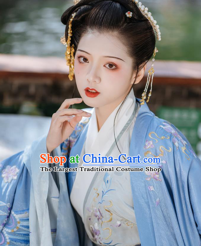 Ancient China Jin Dynasty Imperial Concubine Clothing Traditional Court Woman Embroidered Hanfu Dress