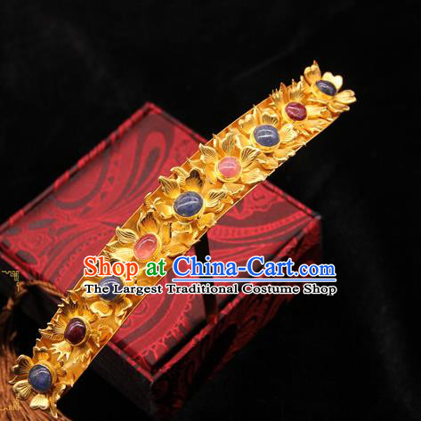 China Handmade Hair Accessories Ancient Imperial Consort Hairpin Traditional Ming Dynasty Gems Hair Stick