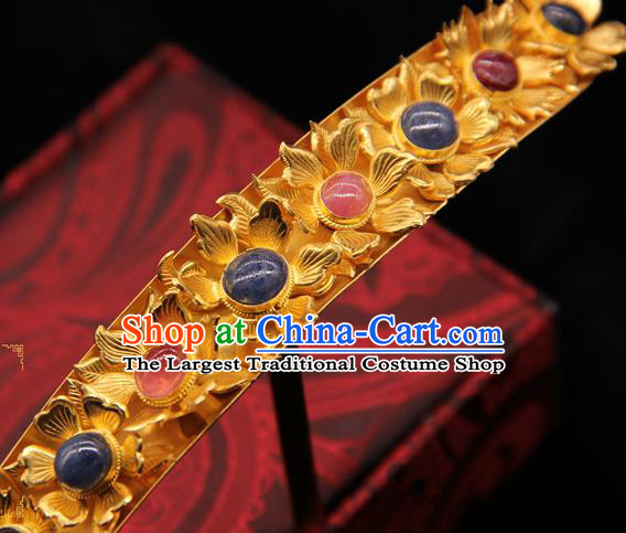 China Handmade Hair Accessories Ancient Imperial Consort Hairpin Traditional Ming Dynasty Gems Hair Stick