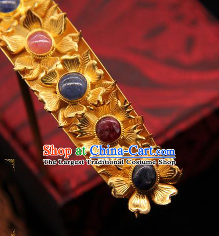China Handmade Hair Accessories Ancient Imperial Consort Hairpin Traditional Ming Dynasty Gems Hair Stick