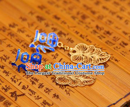 Handmade Traditional Court Cloisonne Ear Jewelry Chinese Ancient Qing Dynasty Queen Earrings Accessories
