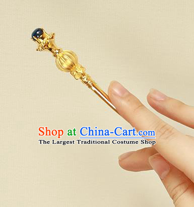 China Handmade Court Golden Vase Hairpin Traditional Palace Hair Jewelry Ancient Ming Dynasty Empress Hair Stick
