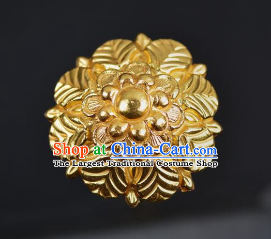 China Traditional Tang Dynasty Golden Hair Stick Ancient Princess Hairpin Handmade Hair Jewelry