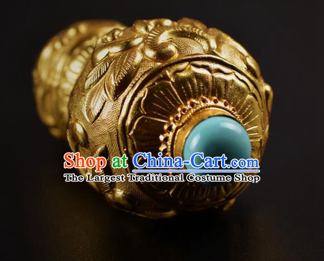 Chinese Traditional Hanfu Pendant Accessories Ancient Ming Dynasty Emperor Golden Gourd Decoration