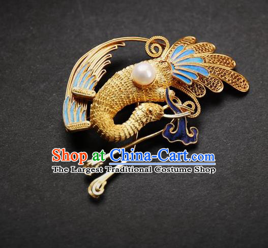 Handmade Chinese Ancient Empress Cloisonne Phoenix Brooch Jewelry Traditional Qing Dynasty Court Breastpin Accessories