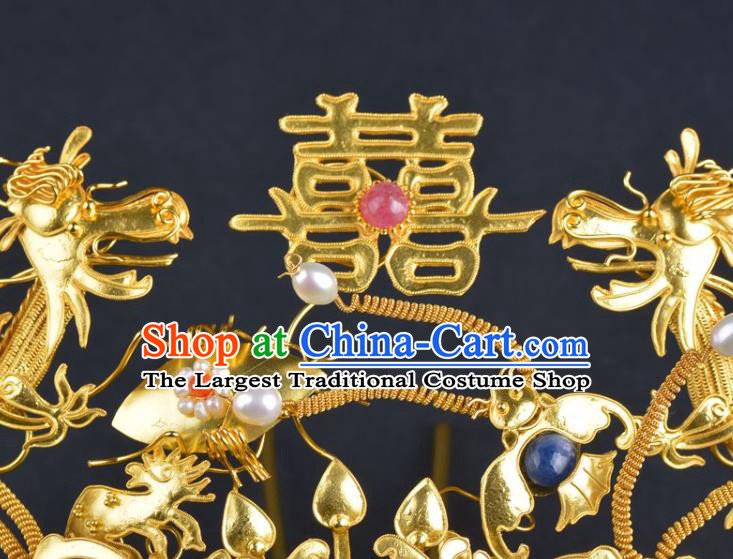 China Traditional Ming Dynasty Jade Flower Hair Crown Handmade Hair Jewelry Ancient Wedding Phoenix Coronet