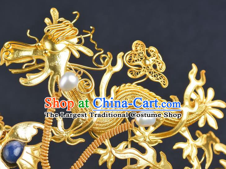 China Traditional Ming Dynasty Jade Flower Hair Crown Handmade Hair Jewelry Ancient Wedding Phoenix Coronet