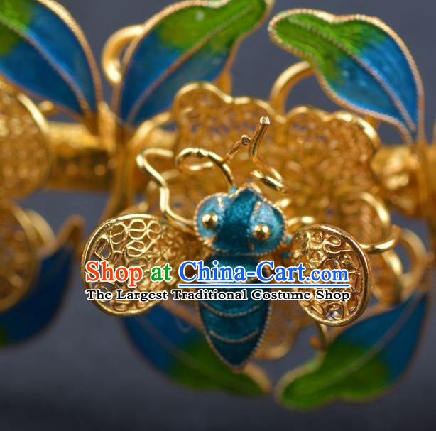 China Traditional Qing Dynasty Court Hairpin Ancient Empress Enamel Hair Crown Handmade Palace Hair Ornament