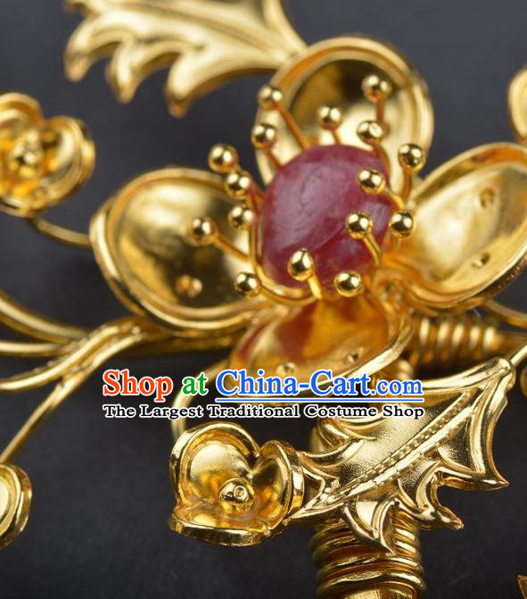 Traditional China Handmade Palace Hair Ornament Ancient Empress Golden Osmanthus Hair Stick Qing Dynasty Court Hairpin