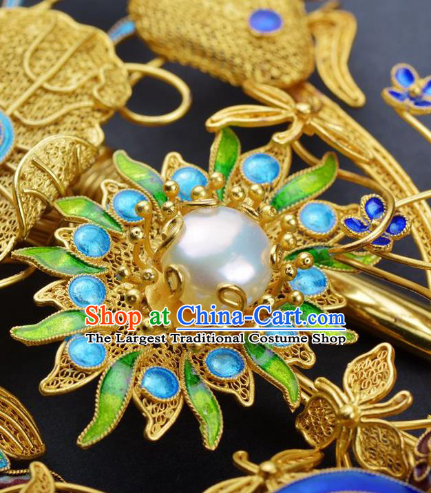Traditional China Qing Dynasty Palace Hair Stick Handmade Hair Ornament Ancient Empress Blueing Orchid Hairpin