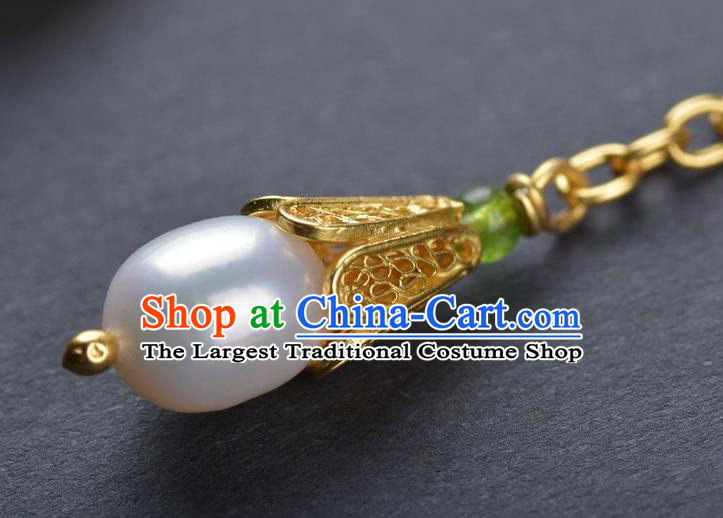 Handmade Chinese Golden Peony Nacklace Traditional Ming Dynasty Court Gems Accessories Ancient Empress Jewelry