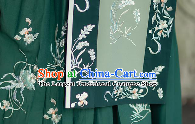 China Song Dynasty Young Lady Historical Clothing Ancient Village Girl Costumes Traditional Green Hanfu Dress