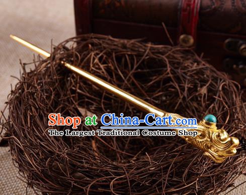 Chinese Ancient Ming Dynasty Emperor Golden Dragon Hair Stick Traditional Hanfu Hairpin Hair Accessories