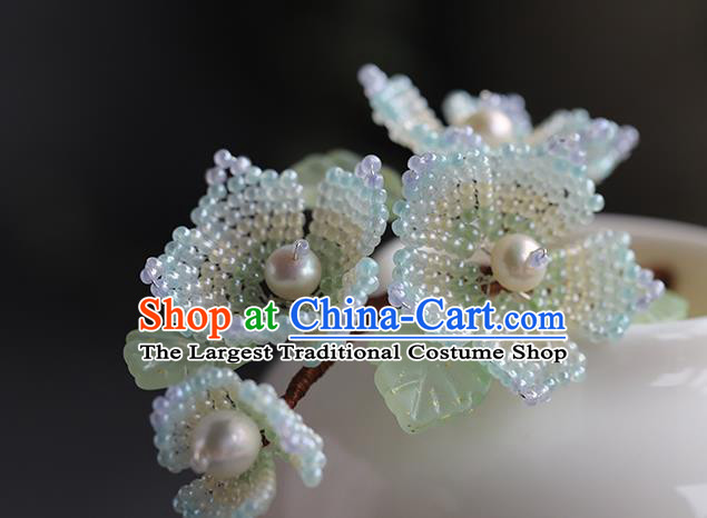 Chinese Ancient Princess Beads Pear Blossom Hair Stick Traditional Hanfu Hairpin Hair Accessories