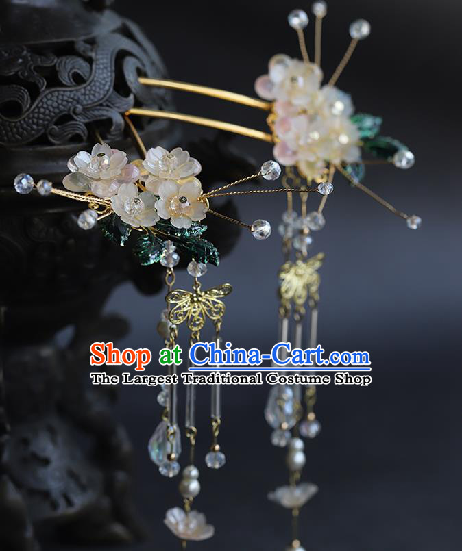 Traditional China Wedding Tassel Hairpins Ancient Empress Golden Hair Combs Handmade Hair Ornament Full Set