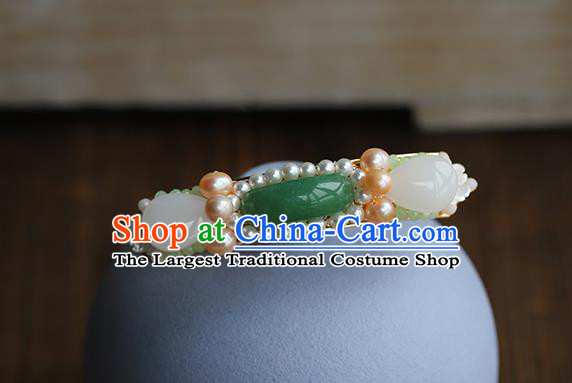 Traditional China Ancient Bride Beads Tassel Hairpins Wedding Hair Ornament Handmade Jade Hair Comb Full Set