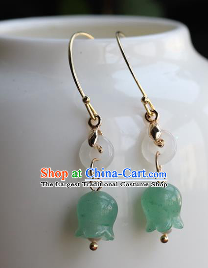 Handmade Chinese Traditional Wedding Ear Accessories Ancient Bride Aventurine Convallaria Earrings Jewelry