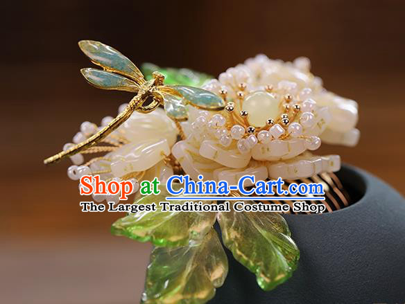Chinese Traditional Hanfu Dragonfly Flower Hair Comb Wedding Hair Accessories Ancient Bride Hairpin