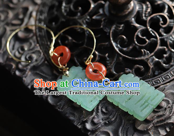 Handmade Chinese Traditional Wedding Jade Ear Accessories Ancient Bride Agate Earrings Jewelry