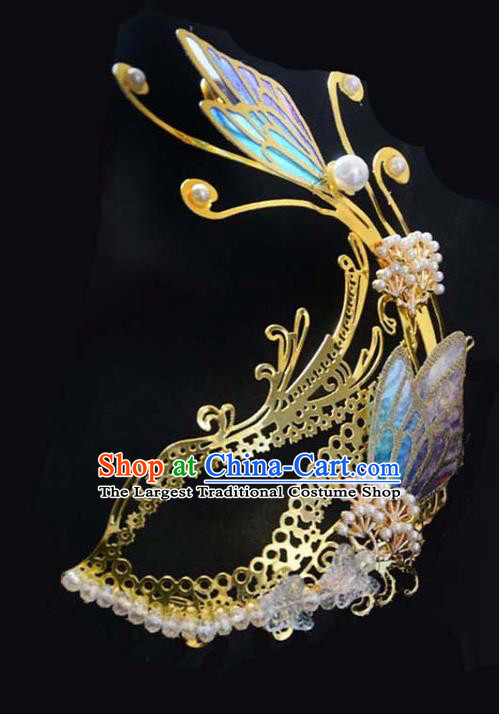 China Traditional Drama Princess Accessories Ancient Female Swordsman Purple Butterfly Face Mask